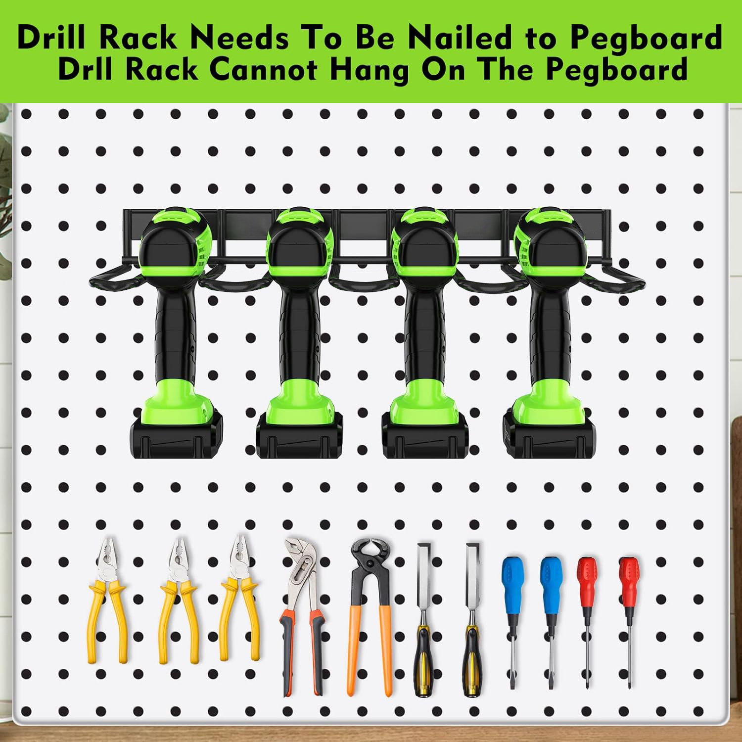 Estante de herramientas de destornillador de taladro de mano de hierro transfronterizo Estante de almacenamiento de herramientas de pared Estante de almacenamiento de taladro recargable