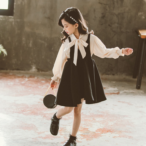 Children's Butterfly Bow Belt Dress Set for Middle Kids - Trendy and Stylish - Spring and Autumn Collection 2024 - Korean Version
