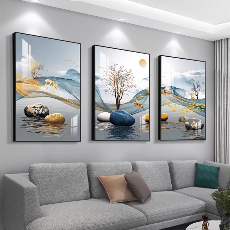 Modern Minimalist Living Room Decorative Painting, Atmospheric Hanging Painting, Bedroom Dining Room Mural, Nordic Style Sofa Background Wall Triptych Modern Minimalist Living Room Decorative Painting, Atmospheric Hanging Painting, Bedroom Dining Room Mural, Nordic Style Sofa Background Wall Triptych
