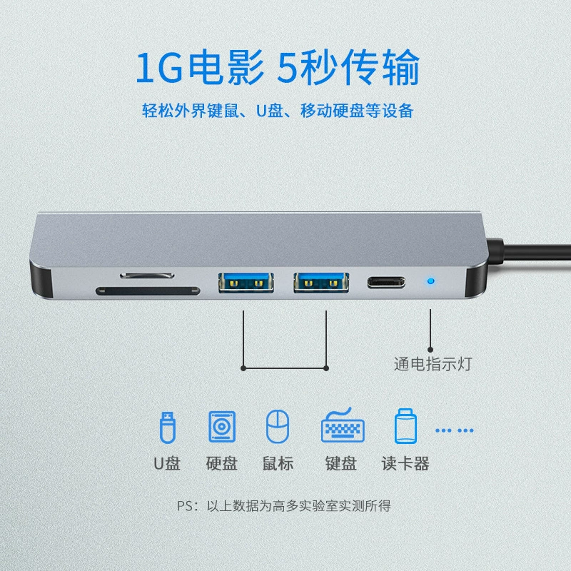  extenders Type-C многофункциональный шестиссъемный USB/HDTV4K интерфейс HUB с чтением карт TF/SD