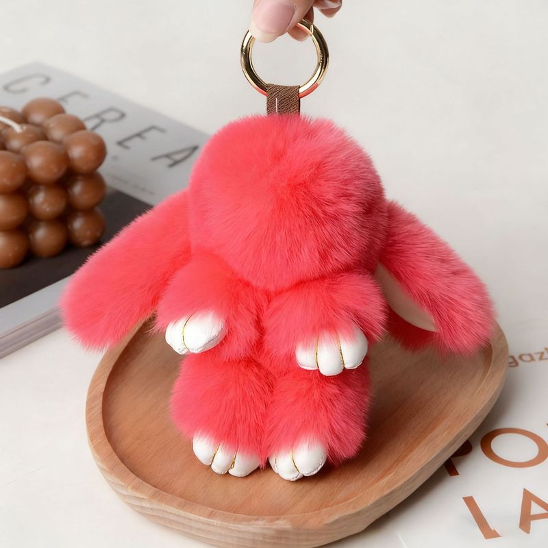 小さなウサギの毛皮ミニチュア装飾品、ウサギの毛皮バッグチャーム、ふわふわで可愛いランドセル、車のキーホルダー飾り|undefined
