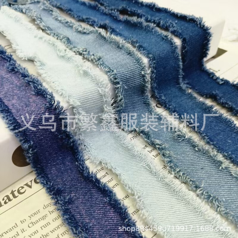 Vintage Chanel Style Denim Double Trim Ribbon Clothing Shoes and Hats Decorative Lace Cuff Hair Accessories Bow Material