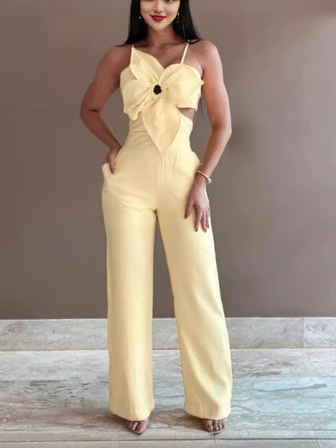 2024 Amazon Cross-border Export Fashion Casual Backless Jumpsuit Women's Pants