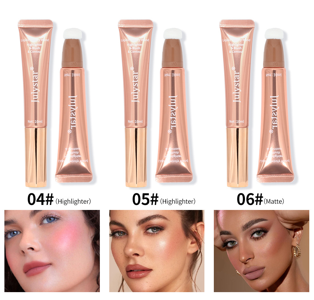 Cross-border liquid blush Highlighter contouring pen Pearlescent fine Shimmering matte beauty stick Natural brightening cushion Blush stick undefined