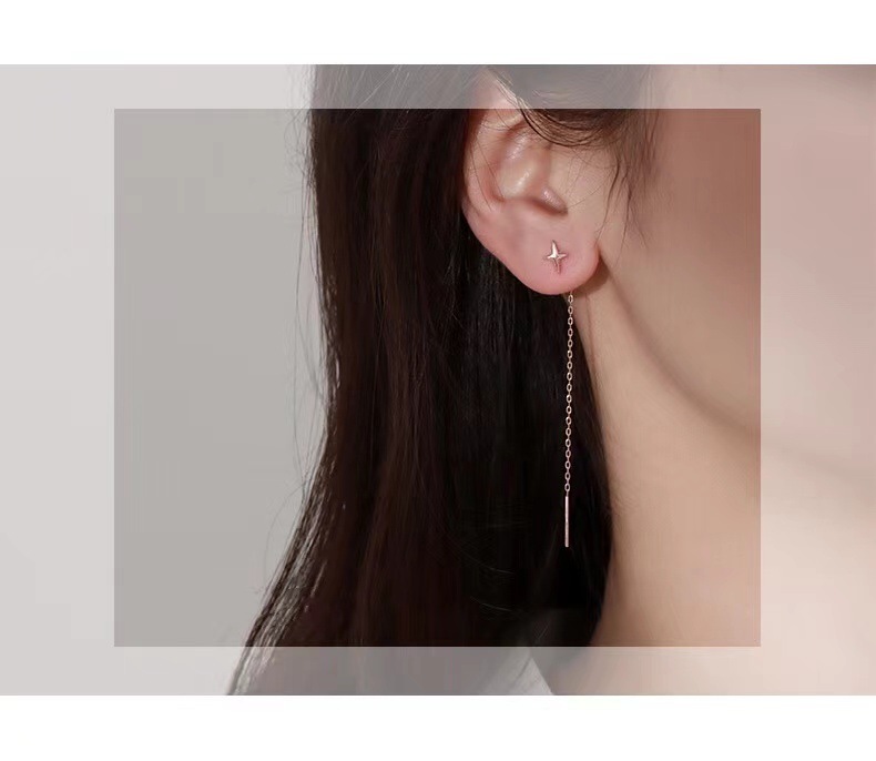4g Weight 925 Sterling Silver Ear Needle Material 1 Pair 925 Sterling Silver Star Drop Earrings Earrings Ear Line