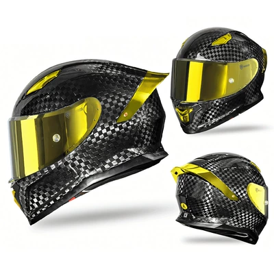 Motorcycle Safety Supplies — Helmet for Men and Women, Suitable - carbon-fiber-12k-time-gold-m-head-circumference-55-56cm
