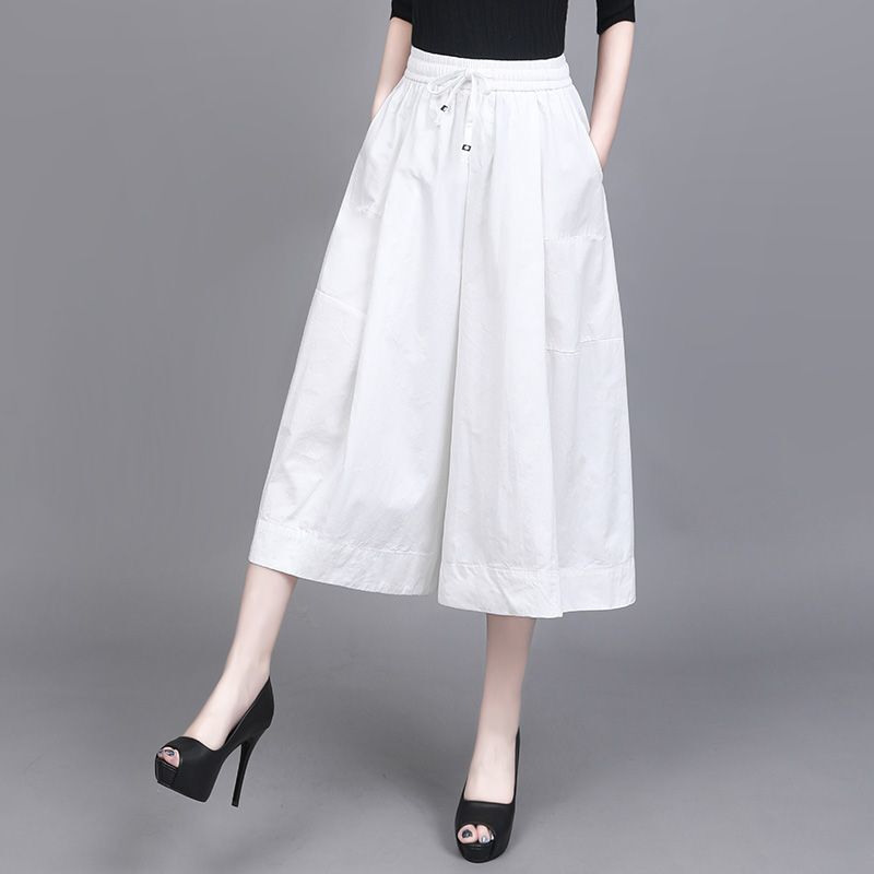 Korean and Japanese Retro Wide-Leg Pants for Women, Summer Cropped Pants, Stylish Hip-Covering Skirt Pants, Plus-Size Loose Casual Pants Korean and Japanese Retro Wide-Leg Pants for Women, Summer Cropped Pants, Stylish Hip-Covering Skirt Pants, Plus-Size Loose Casual Pants