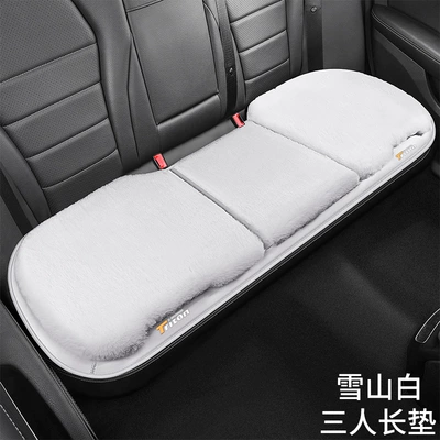 Wool pad, New 3D Large Rabbit Fur Autumn - snow-mountain-white-three-person-long-cushion-in-the-back-row