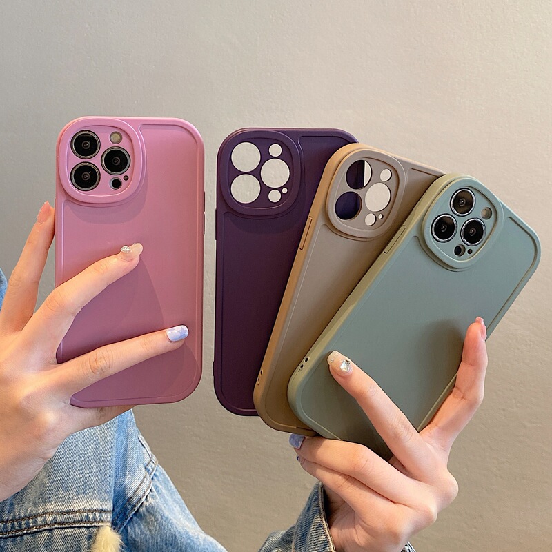 ins style copper green applicable iPhone14 mobile phone shell Apple 13 simple solid color protective cover 13pro case