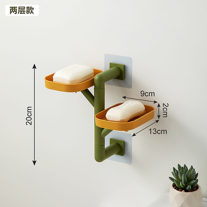 Caja de jabón colgada en la pared para inodoro giratorio drenaje de agua sin perforación de perforación de jabon multicapa colgada en la pared