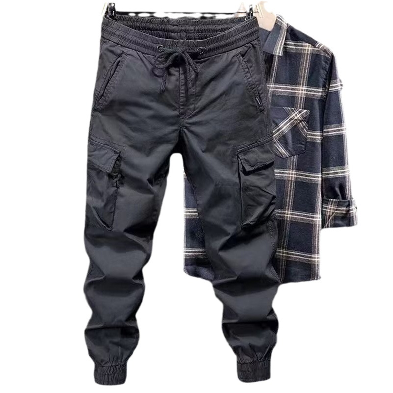 Monos de comercio exterior para hombre Otoño e Invierno Nuevo estilo coreano pantalones casuales sueltos de talla grande marca de moda al aire libre pantalones multibolsillos atados al tobillo