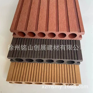 户外塑木圆孔拉丝多功能木塑地板花园阳台防腐木庭院公园地板批发