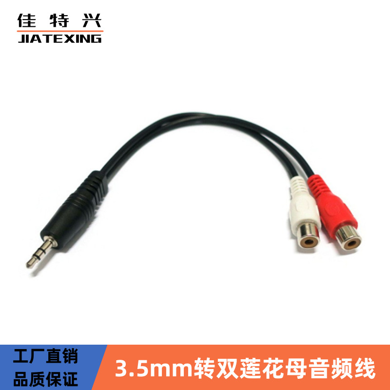 Computer audio cable splitter (3.5mm to dual RCA female), 0.3m, for laptops.