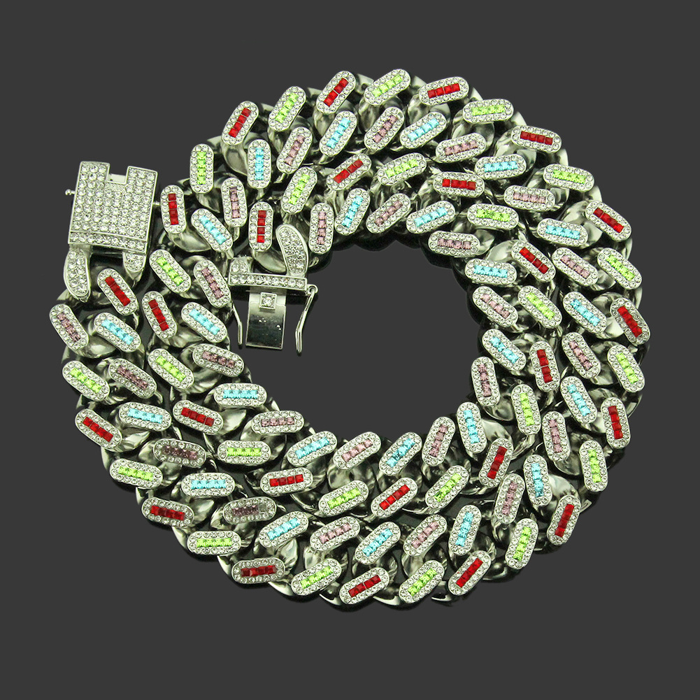 European and American hip-hop menu0027s full diamond Cuban chain necklace wholesale