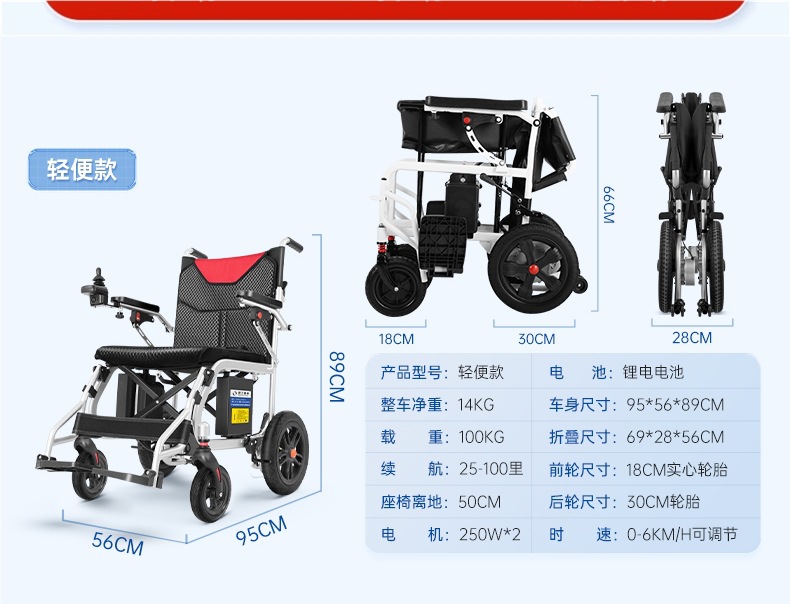 Gugao Electric Wheelchair Folding Lightweight Smart Fully Automatic Small Four-Wheel Scooter for the Elderly and Disabled