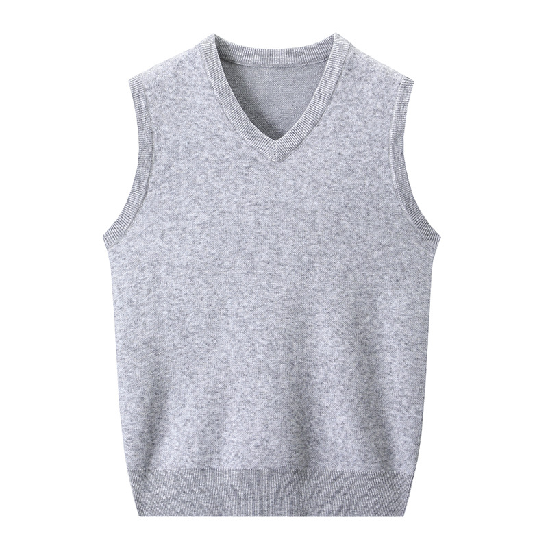 1 pieza de otoño e invierno chaleco de los hombres de color sólido con cuello en V de punto sin mangas suéter papá desgaste cálido chaleco engrosado chaleco image 5