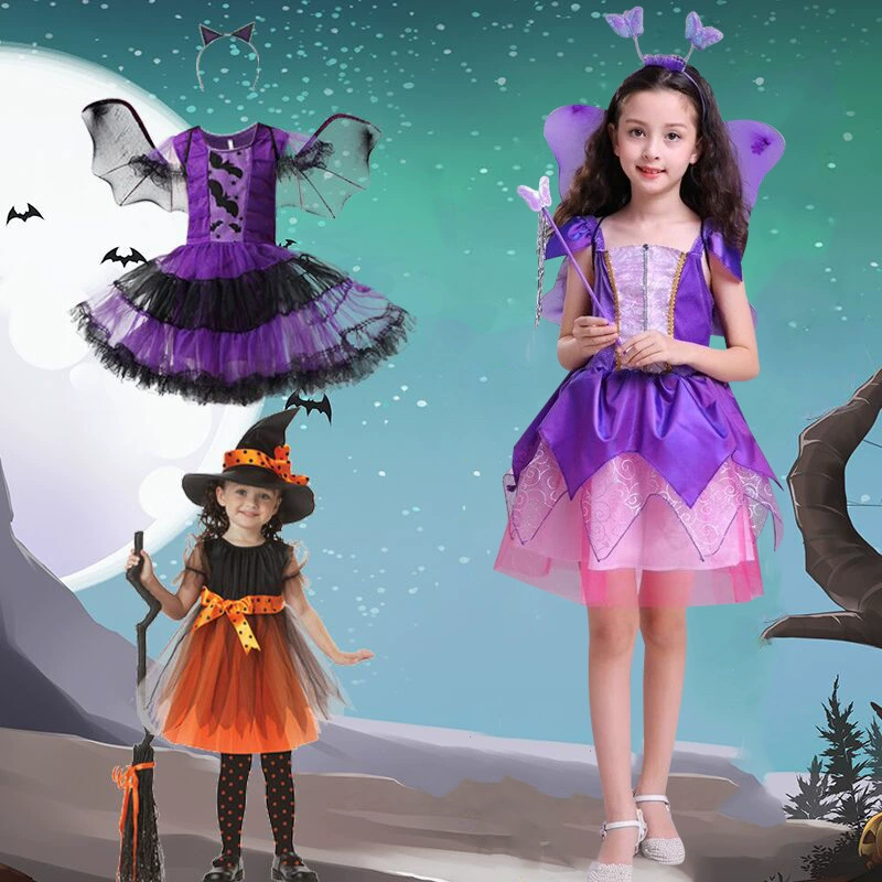 Костюм костюма для детей на Хэллоуин Колдунья Косплей Вечеринка Костюм Маскарад Сцена Костюм