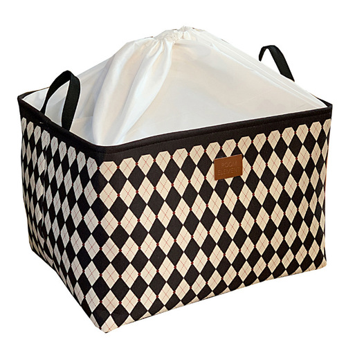 Thickened fabric drawstring moving portable storage basket clothes wardrobe storage box quilt dormitory dirty clothes bucket storage bucket