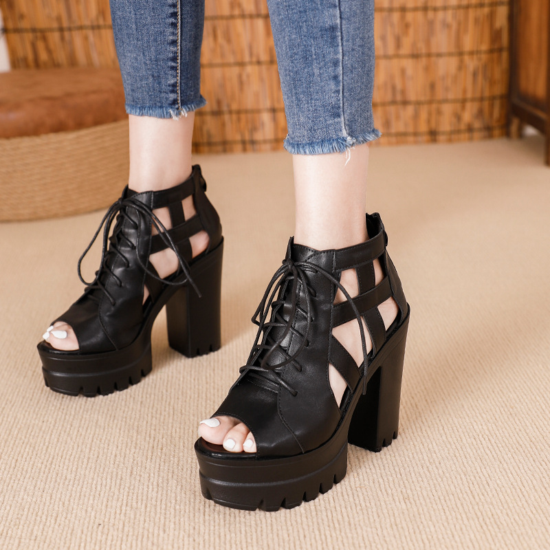 2026 Summer New European and American Foreign Trade Cross-Border Aliexpress Sandals for Women, High Heels, Chunky Heels, Waterproof Platform, Fashionable Women's Shoes