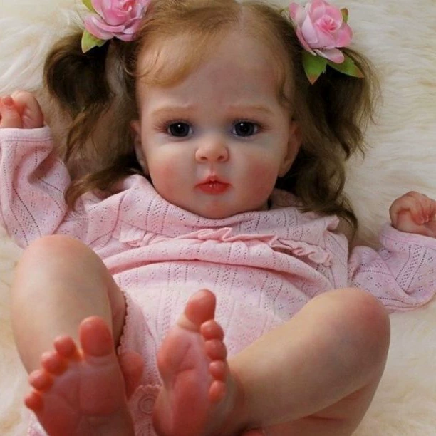 20-дюймовая тканевая Имитация тела кукла Reborn Baby Jocy 3D окрашенная кожа рука имплантированные волосы через границу