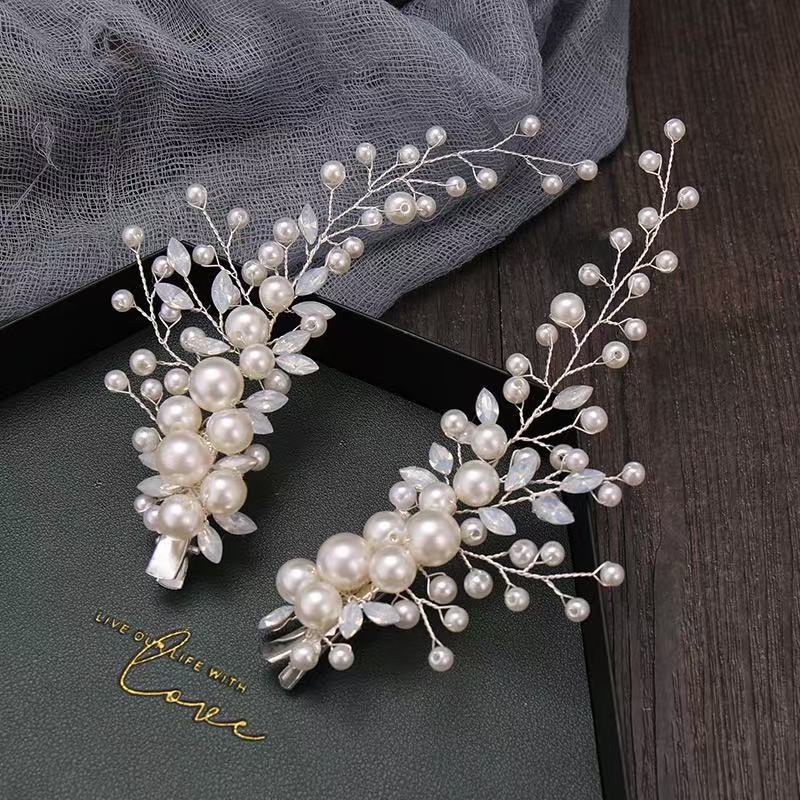 Korean Style Fashionable Pearl Hairpin Headdress Korean Handmade Side Clip Hair Accessories Bridal Dress Hair Styling Accessories Korean Style Fashionable Pearl Hairpin Headdress Korean Handmade Side Clip Hair Accessories Bridal Dress Hair Styling Accessories