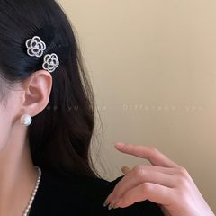 フランス風パール椿植毛ヘアピン 女性用 秋 サイドヘアクリップ 前髪クリップ トップクリップ ヘアアクセサリー