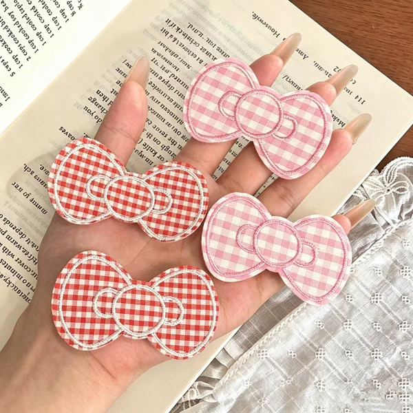 Cute Plaid Bow Magic Tape, Sweet Hair Patch for Tidying up Stray Hair, Seamless Bangs Patch, Forehead and Side Hair Organizer