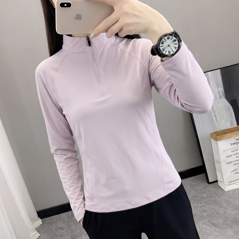 New Spring and Autumn Women's Outdoor Quick-Dry Shirt for Sports, Leisure, Hiking, Breathable, Stretchy, Stand-Up Collar, Quick-Dry T-Shirt