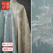 多色古风树屋仙鹤女装旗袍汉服色织装饰布料春秋窗帘布马甲面料