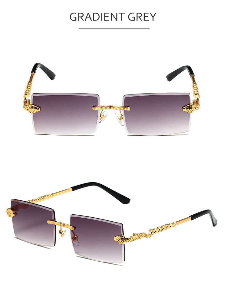 60g Weight Frameless Glasses Structure Sunglasses Classification PC, UV400 Protection Lens Material Square Glasses Style Casual, Daily Occasion Solid Color Pattern Unisex Gender Retro, Simple Style Style Gold, Black Color Retro Simple Style Solid Color PC UV400 Protection Square Frameless Women's Sunglasses 6