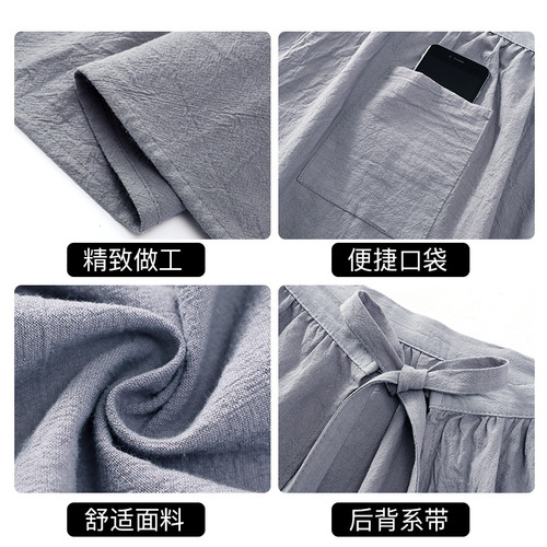 Half-body Apron Cooking Cotton Casual Workwear Kitchen Home Use Short Protective Clothing Hotel Catering Specialized Baking Uniforms for Women and Men