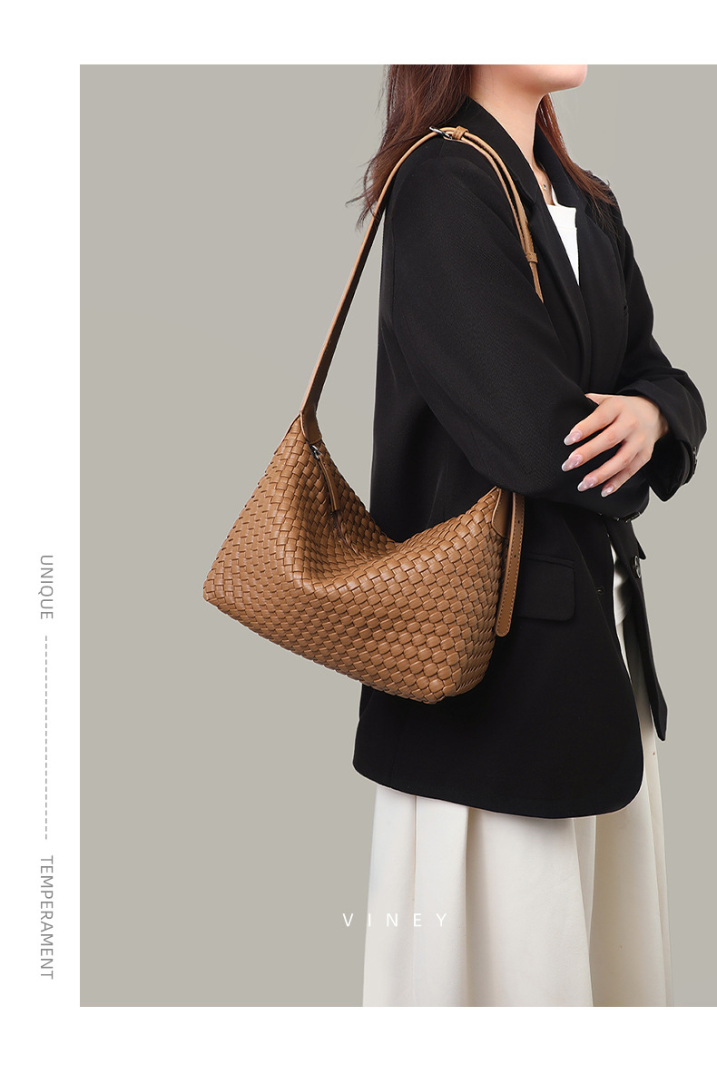 Túi tote nữ cỡ lớn đeo chéo kiểu vintage handmade dệt — màu nâu, màu trắng ngà, màu tím hoa cà chi tiết 15