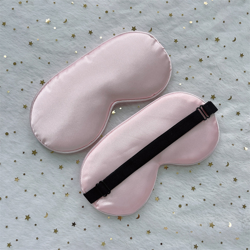 Máscara de ojo de seda artificial hebilla de ajuste color sólido mismo borde de color morera seda sueño sombreado máscara de ojo de seda en stock al por mayor