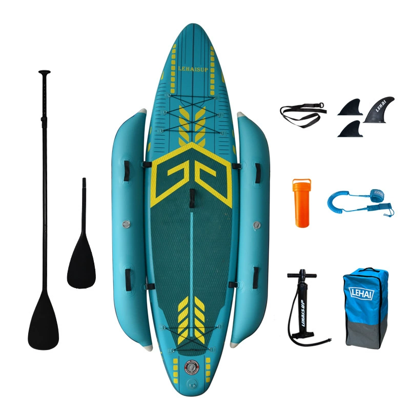 Доска для паддлбординга с двойным веслом, устойчивая к опрокидыванию, для морской рыбалки, с отсоединяемым веслом для серфинга и SUP