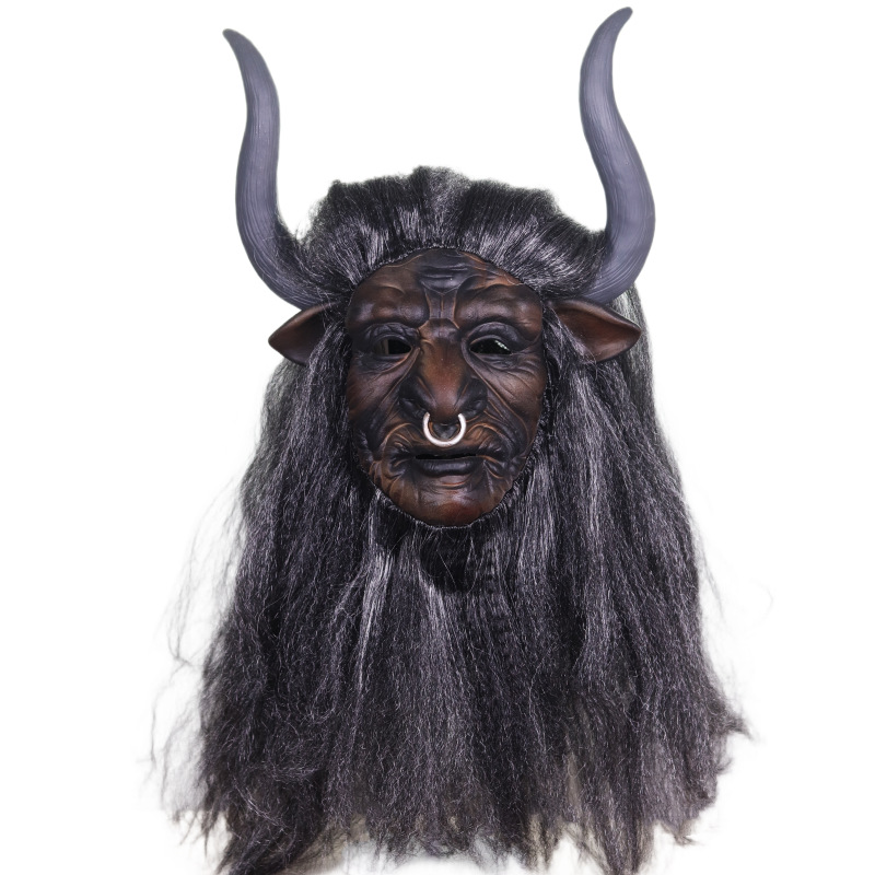 Tiktok mismo estilo vaca diablo máscara viaje al Oeste Zhou Xingchi vaca cabeza cubierta 2023 nuevos accesorios de Halloween