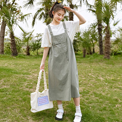 5020初中學生夏季背帶裙套裝少女大童高中女生連衣裙寬鬆時尚洋氣