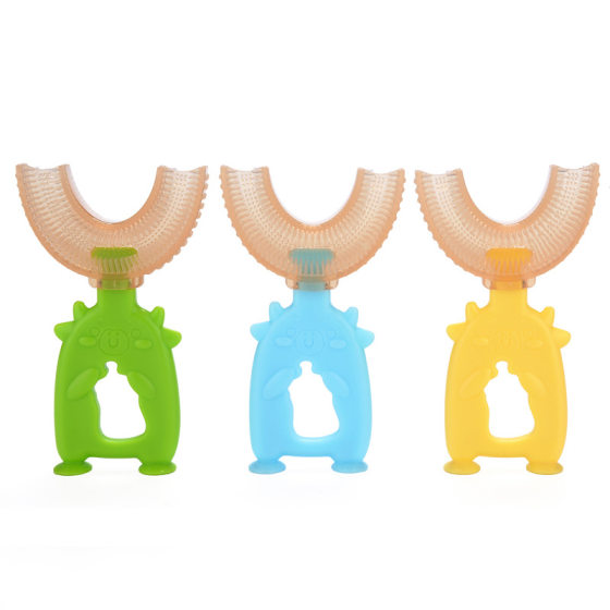 U-shaped Children's toothbrush 2-3-6-8 years old baby manual silicone soft hair brushing