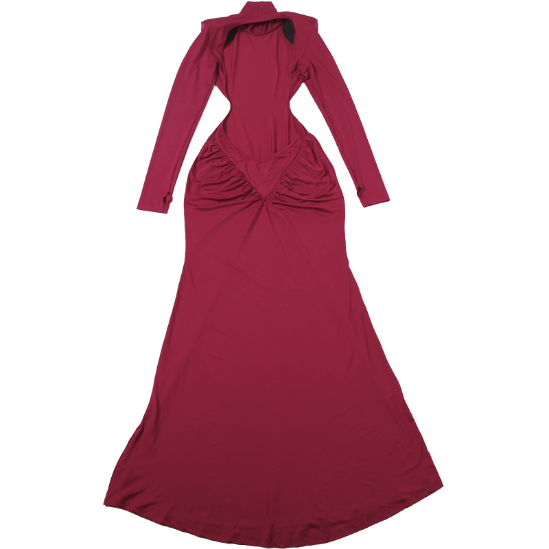 Elegant High Neck Bodycon Long Dress With Backless Design - Slim Fit Summer Maxi Dress For Women In Solid Colors_voghion.com