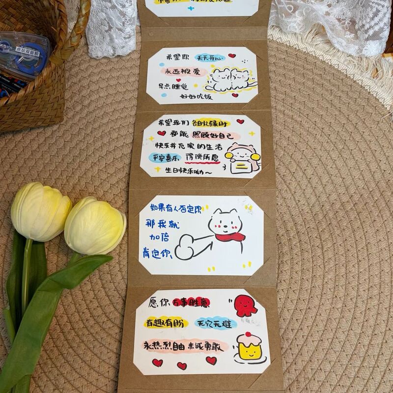 Creative Greeting Card DIY Accordion Envelope Material Kit Birthday Gift for Girls, Couples, Best Friends, Chinese Valentine's Day, Christmas