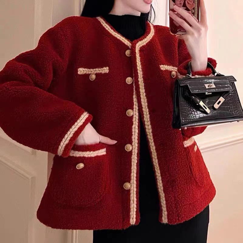 Teddy velvet composite imitation Super plus size autumn and winter new women's clothing Korean fashion casual short coat top