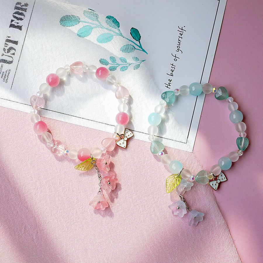 Simple Style Heart Shape Flower Alloy Beaded Bracelets