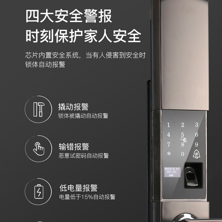 Cerradura clásica de huellas dactilares deslizante Bluetooth Cerradura de contraseña doméstica Cerradura de tarjeta magnética Cerradura inteligente de puerta antirrobo Cerradura deslizante automática