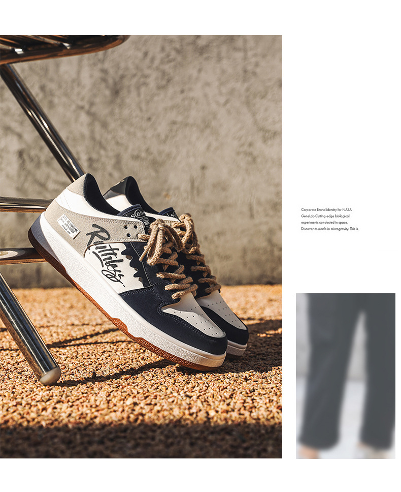 Chaussures de skate graffiti de niche de printemps 2025 pour hommes, version coréenne de la tendance, chaussures de sport décontractées à coutures rétro, chaussures pour hommes_voghion.com