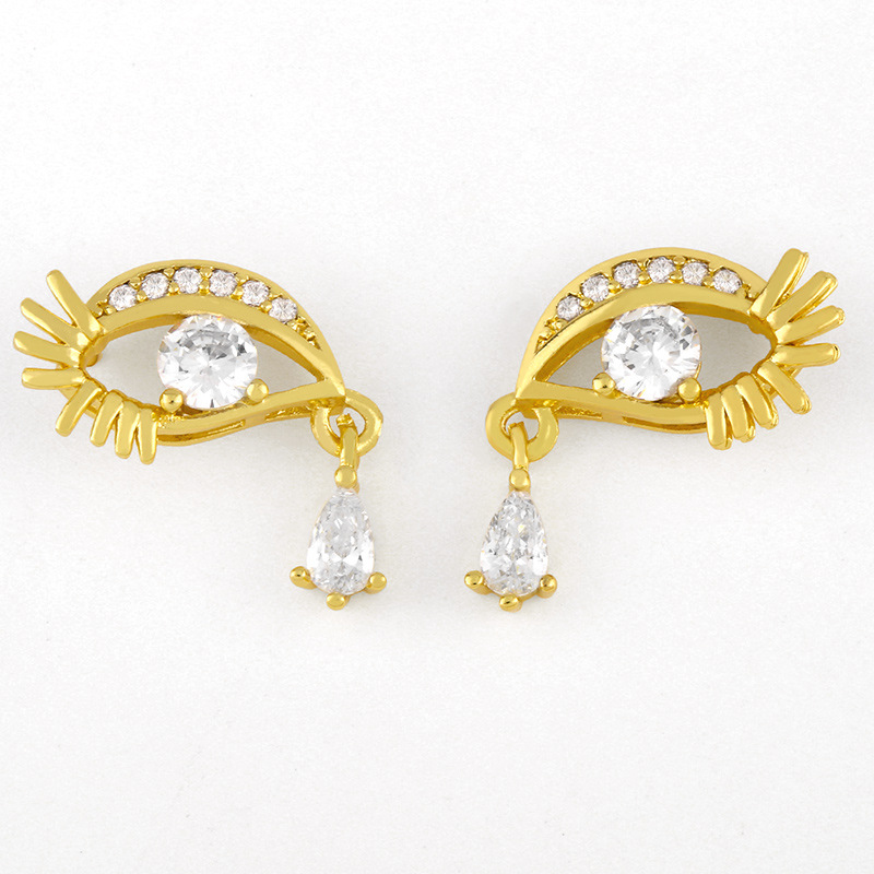 Boucles D&#39;oreilles Diamants Larmes Yeux Géométriques display picture 3