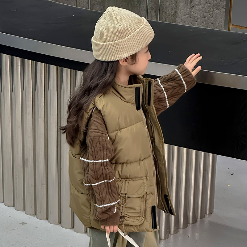 2024 invierno nuevo bebé infantil universal niñas y niños chaleco de calzado para niñas herramientas de calentamiento de algodón grueso abrazadera de caballo de moda