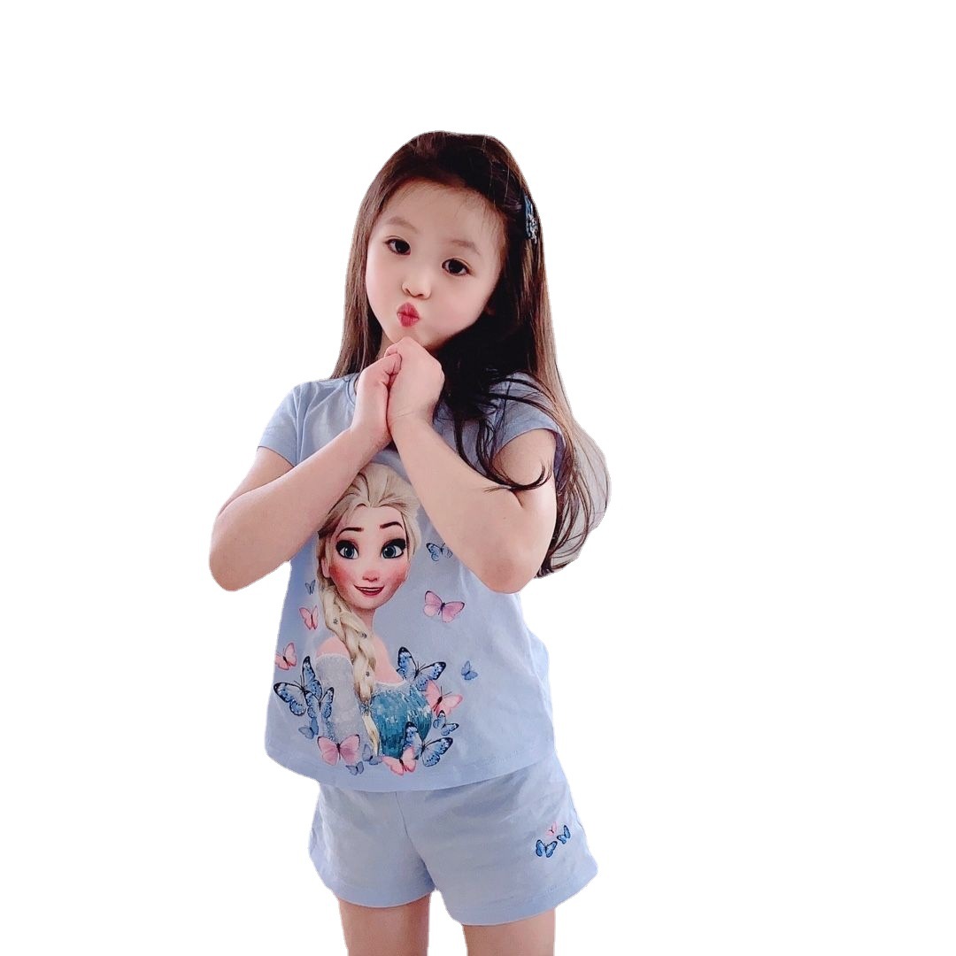 Princesa Aisha Niña Pijama Frozen Verano Manga corta Linda Red de algodón Super lindo Conjunto de casa para niños grandes