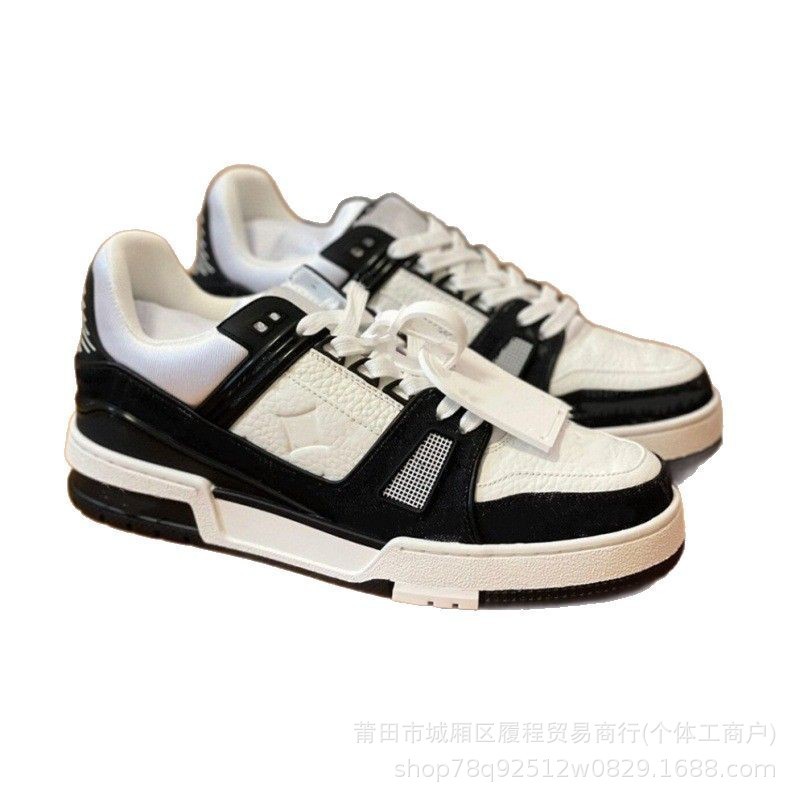 莆田 高版trainer 驴家四叶草透气休闲鞋情侣牛仔系带男女板鞋L|undefined
