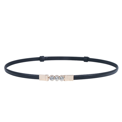 Belt Women's Thin Decorative Dress Simple Black Rhinestone Button Waistband Women's Versatile Belt Women's Dress Suit