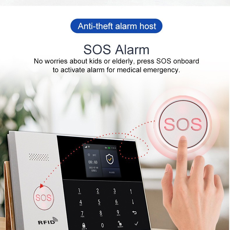 TUYA wifi GSM/WIFI 4G alarma antirrobo multilingüe infrarrojo graffiti alarma antirrobo