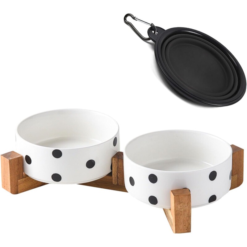 Ceramic Dog Bowl Set with Stand Pet Cat and Dog Non-Slip Food and Water Dish 2-Piece Set Ceramic Dog Bowl Set with Stand Pet Cat and Dog Non-Slip Food and Water Dish 2-Piece Set